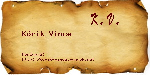 Kórik Vince névjegykártya